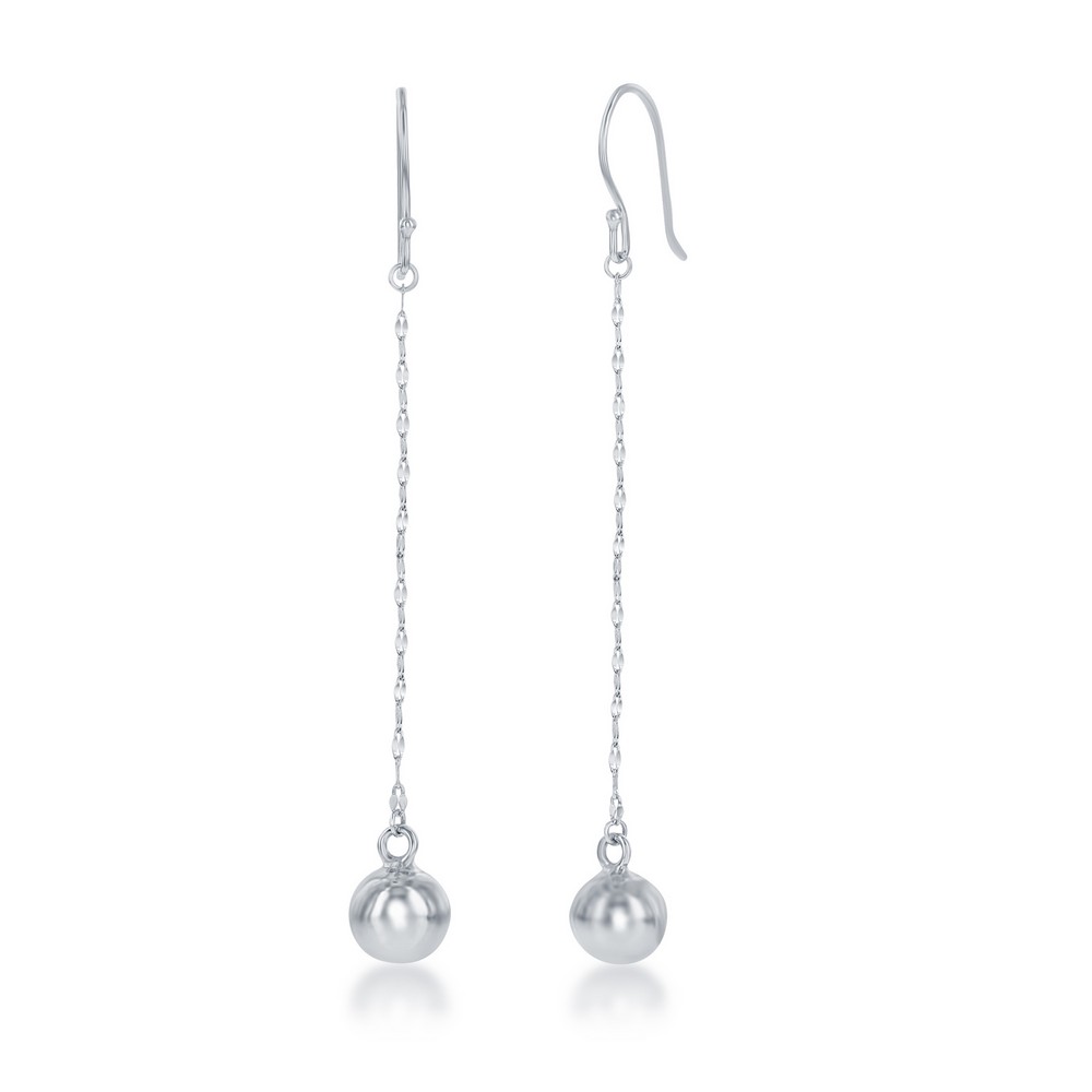 Sterling Silver Fancy Chain with 8mm Bead Earrings