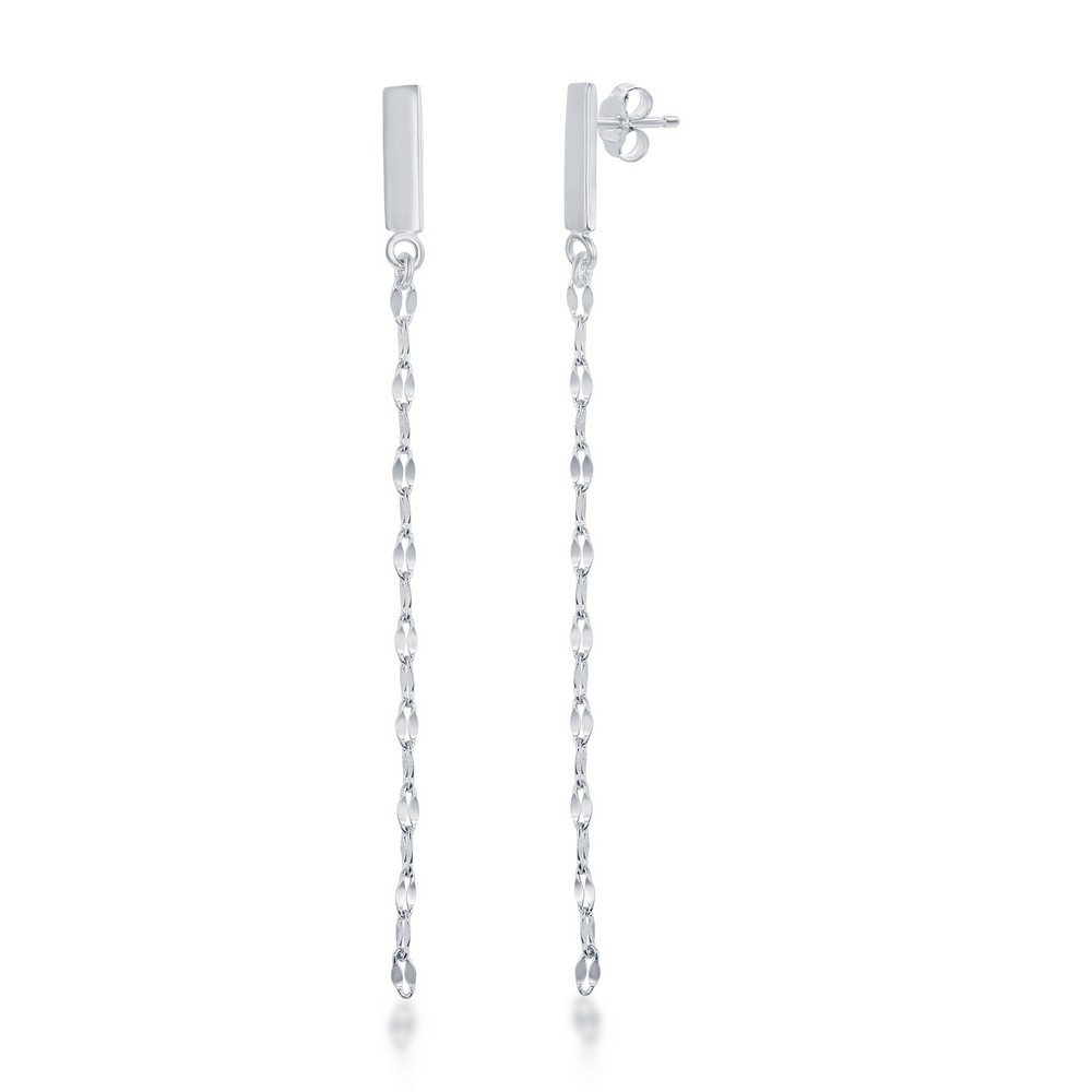 Sterling Silver Bar with Fancy Chain Earrings