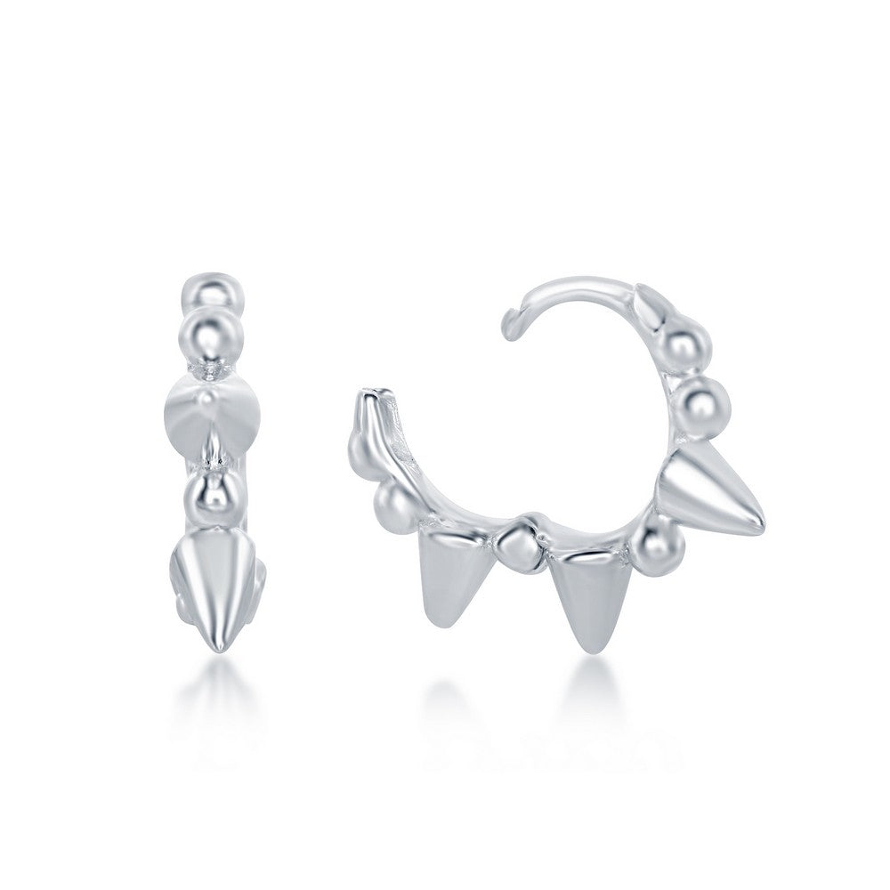 Sterling Silver Studded Mini Hoop Earrings