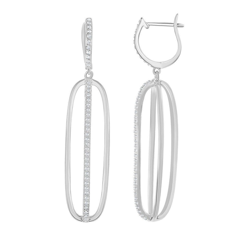 Sterling Silver 1.99 cttw White Topaz Open Dangle Bridal Earrings