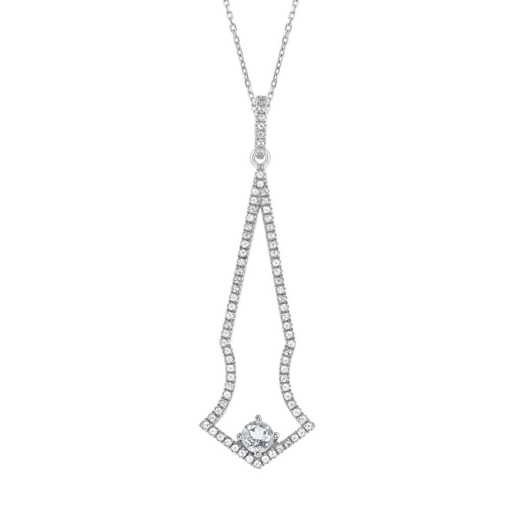Sterling Silver Thin Long Open 2.51cttw White Topaz Bridal Necklace