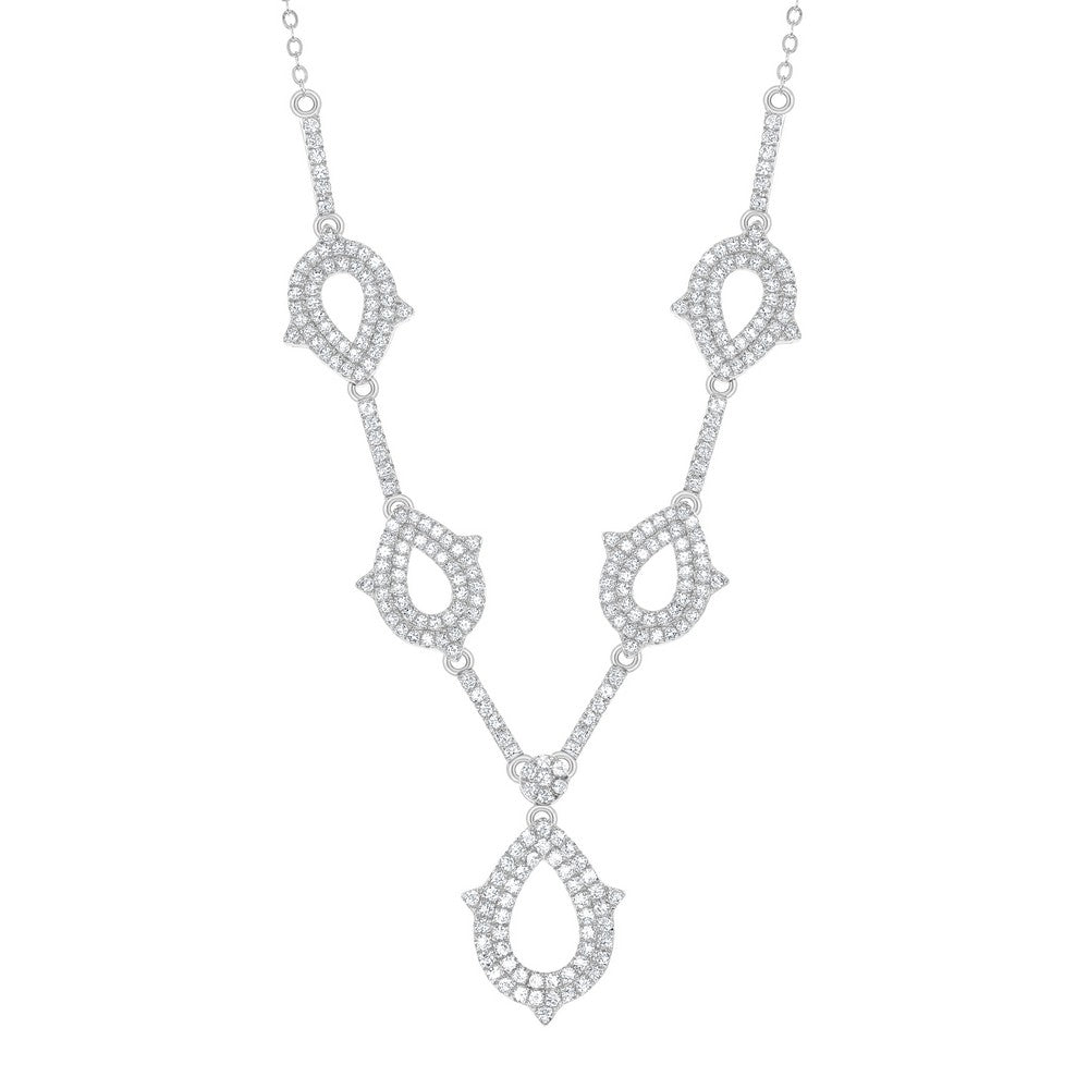 Sterling Silver 3.05cttw White Topaz Y Style Teardrop Bridal Necklace