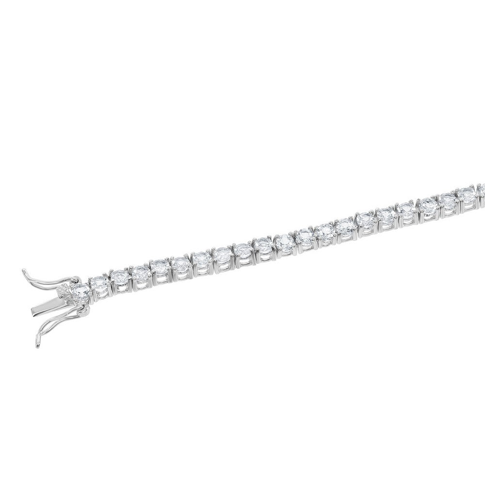 Sterling Silver 3mm Prong-Set Round 6.63 cttw White Topaz Tennis Bracelet