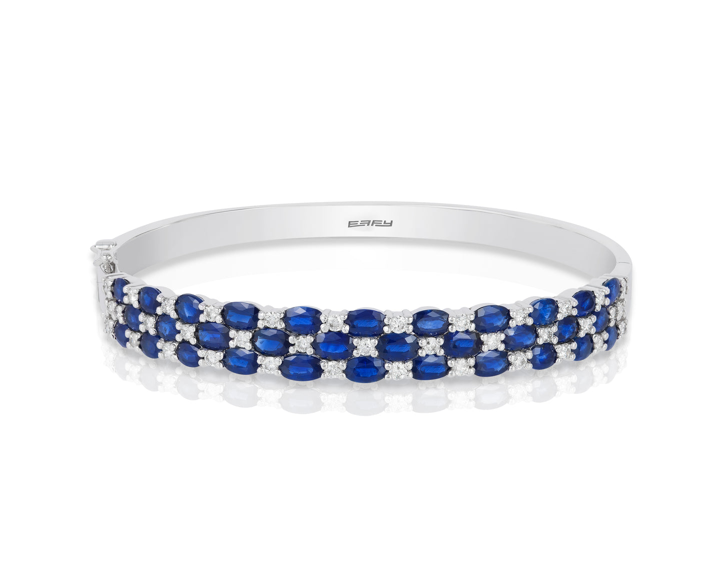 Effy 14K White Gold Diamond,Natural Sapphire Bangle