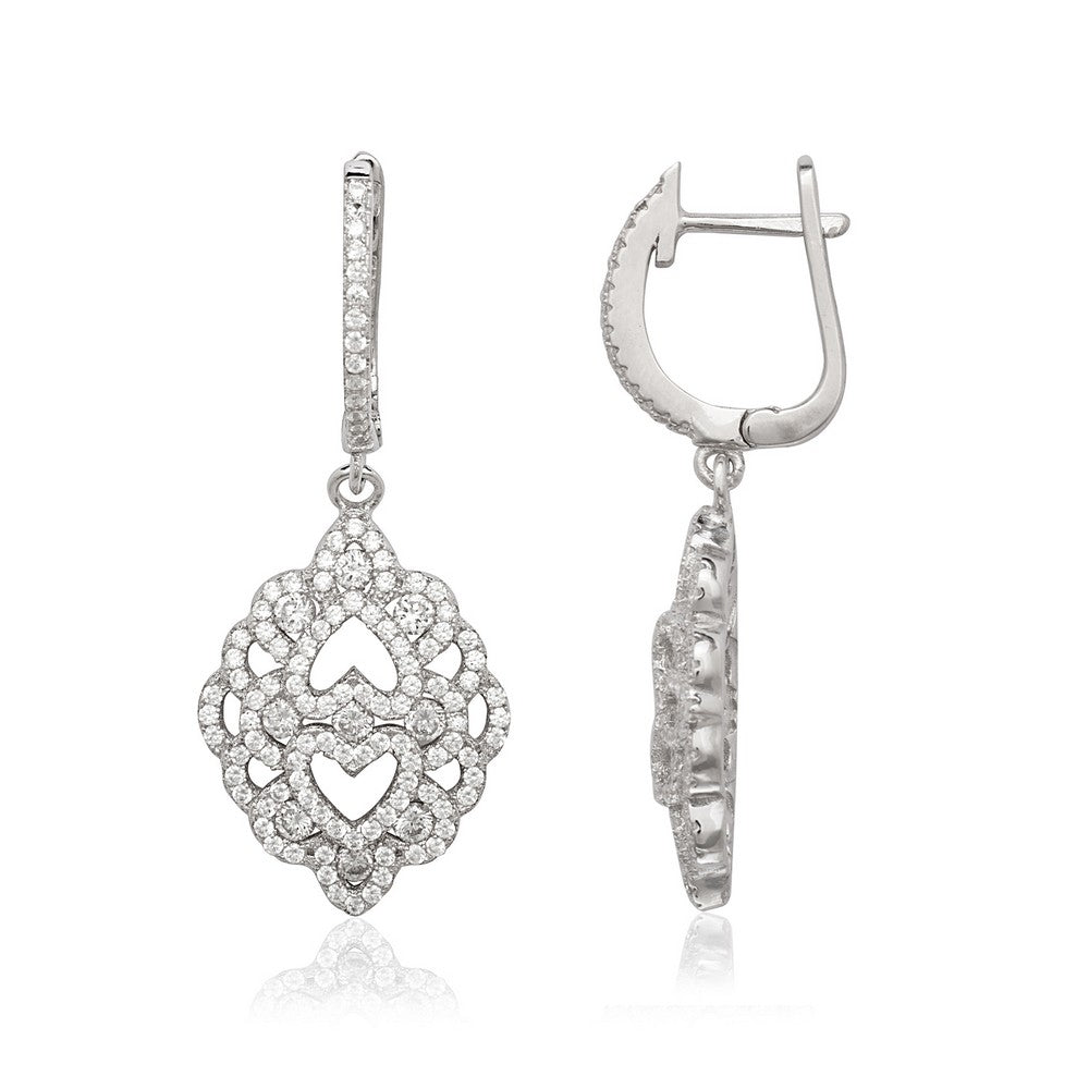 Sterling Silver Fancy CZ Micro Pave Earrings