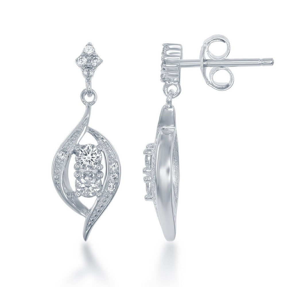 Sterling Silver Marquise Us2gether CZ Earrings