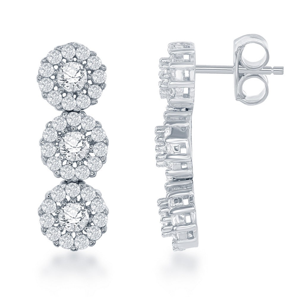 Sterling Silver Multiple Round CZ Earrings