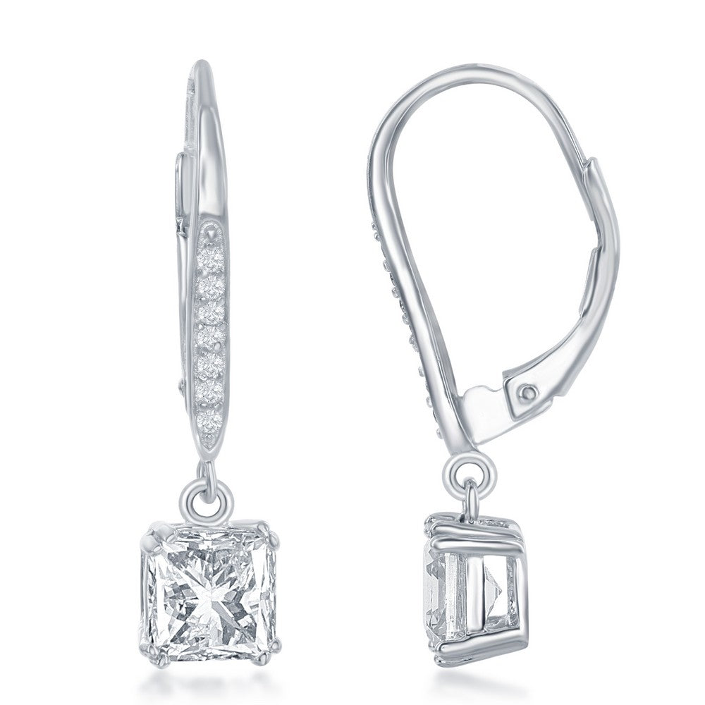 Sterling Silver Square CZ Earrings