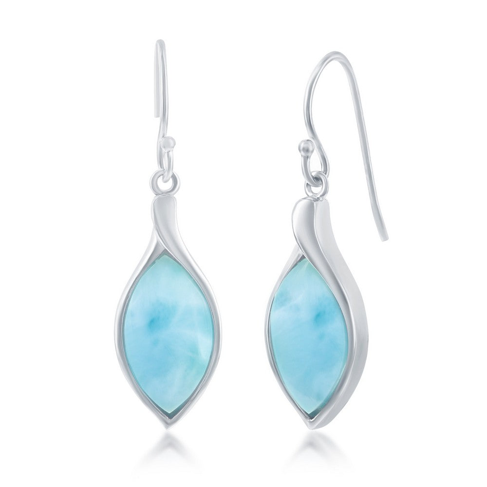 Sterling Silver Marquise Larimar Dangle Earrings