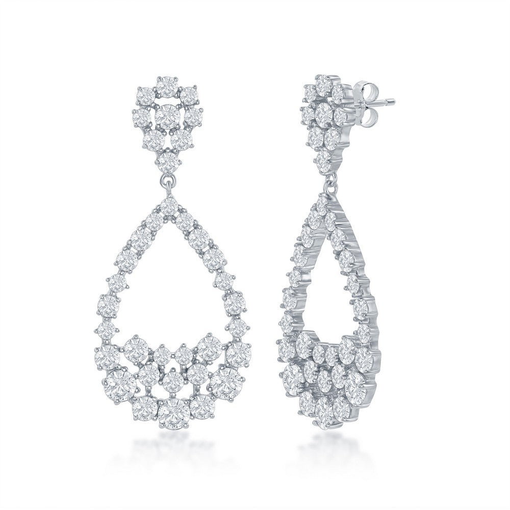 Sterling Silver Large Pearshaped CZ Earrings
