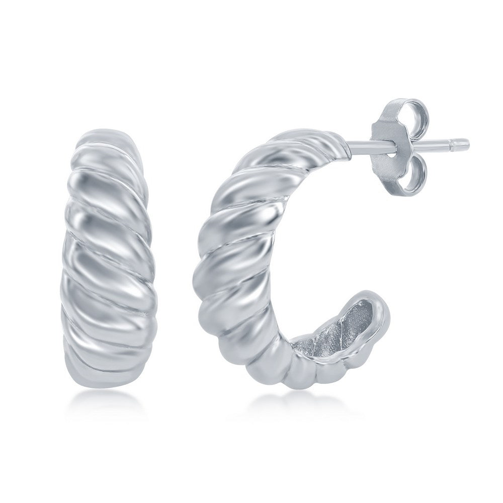 Sterling Silver 15mm Croissant Hoop Earrings