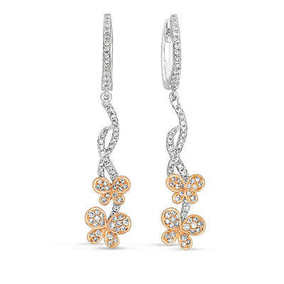 White & ROse Gold Diamond Earring
