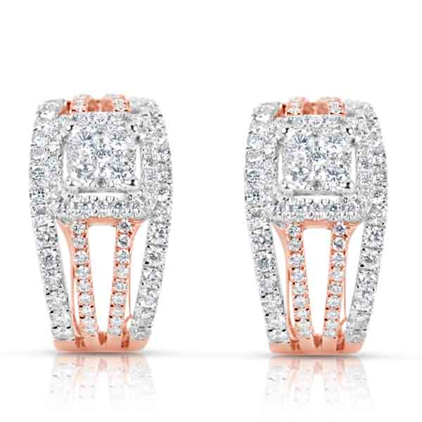 Rose & White Gold Diamond Earring