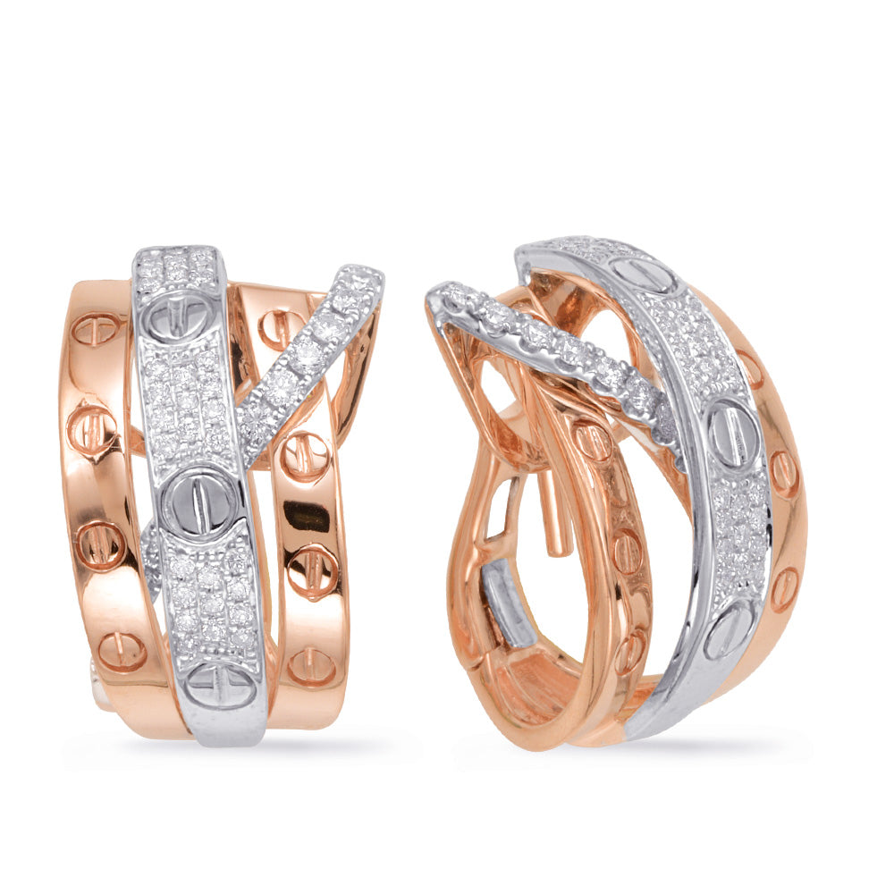 Rose & White Gold Diamond Earring