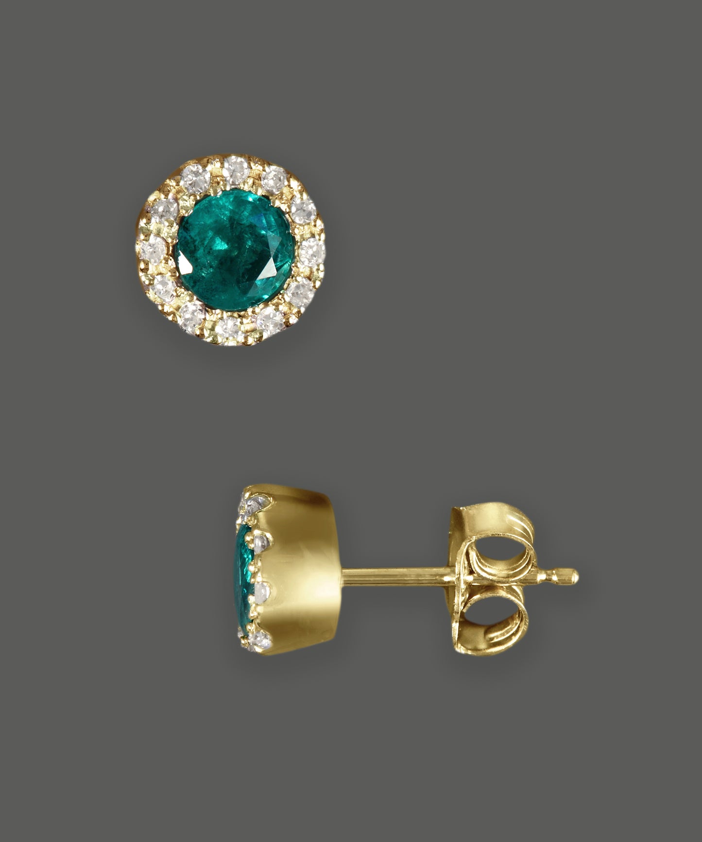 Effy 14K Yellow Gold Diamond,Natural Emerald Earrings