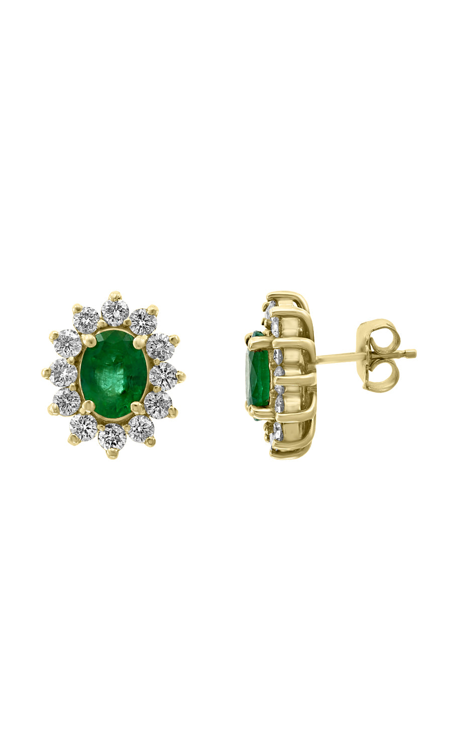 Effy 14K Yellow Gold Diamond,Natural Emerald Earrings