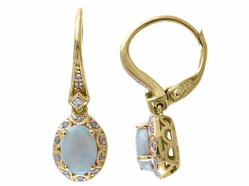 EFFY 14K YELLOW GOLD DIAMOND,OPAL EARRINGS