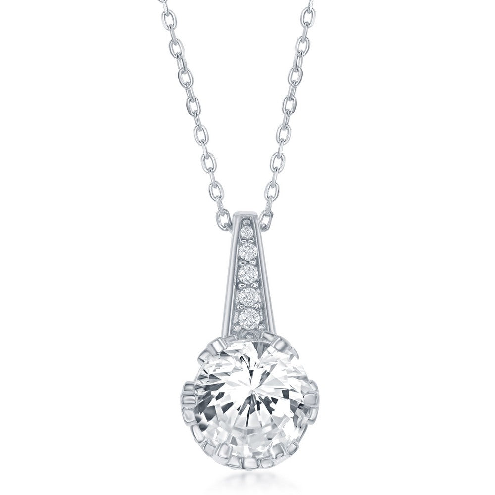 Sterling Silver Round CZ Pendant