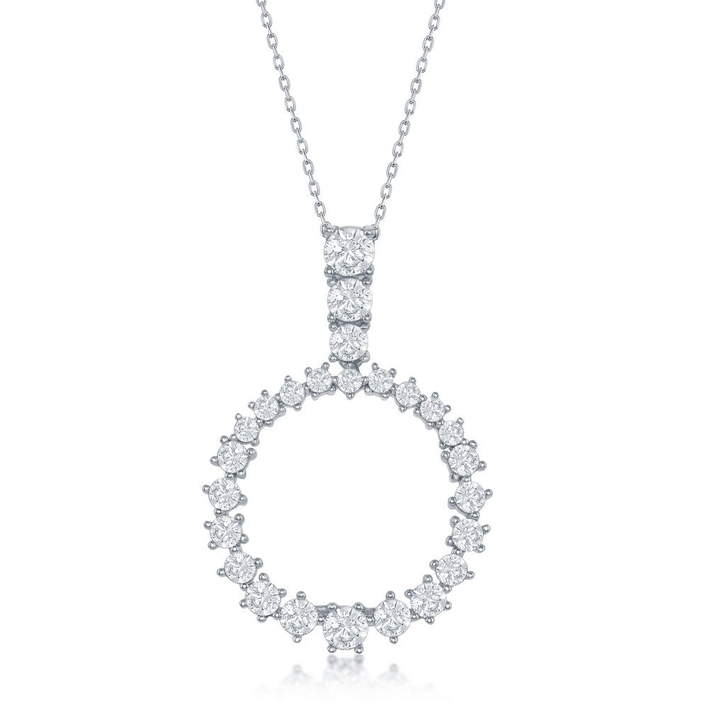Sterling Silver Open CZ Pear-Shaped Pendant