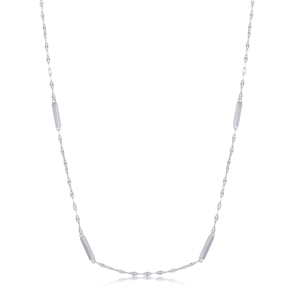 Sterling Silver Fancy Chain & Bars Necklace
