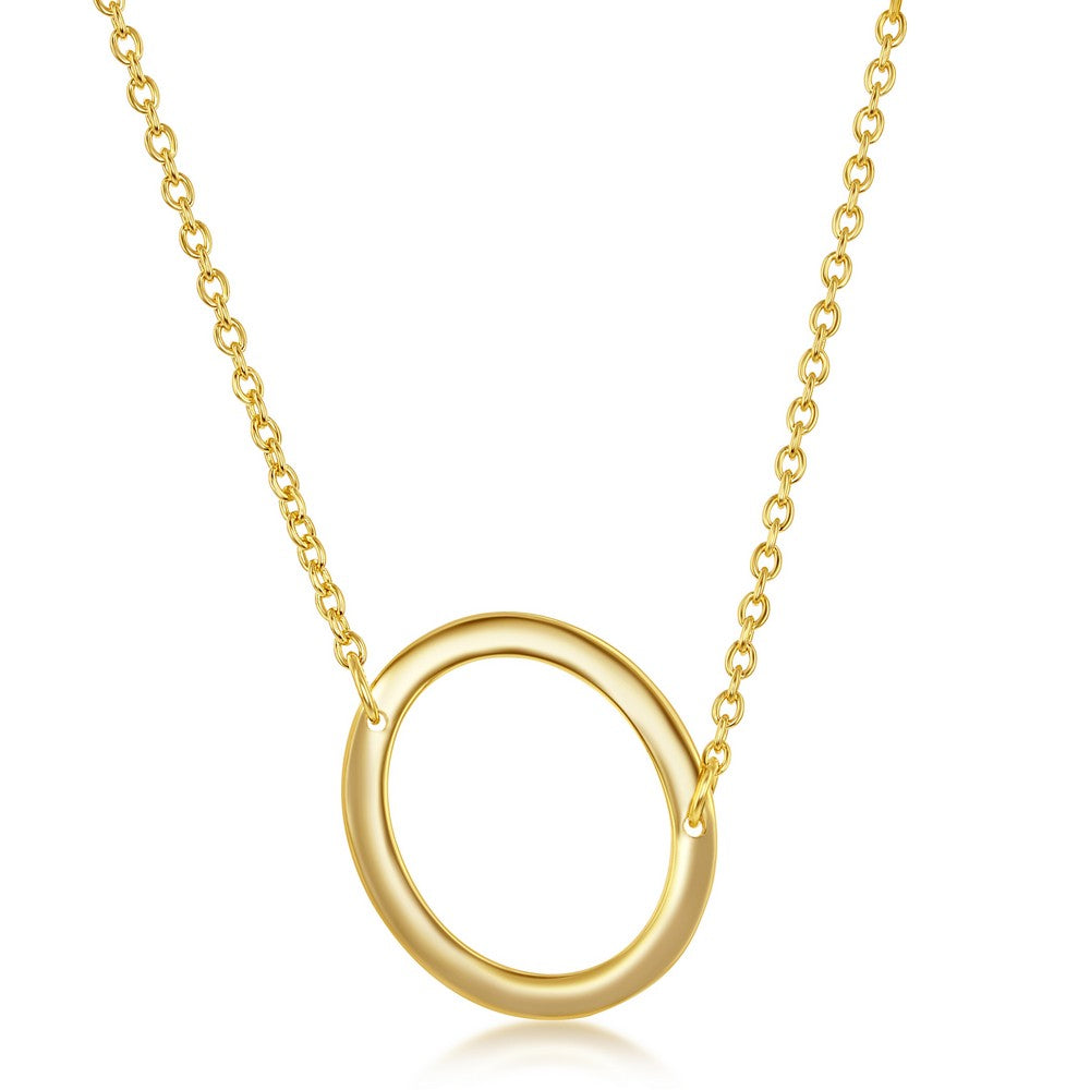 Sterling Silver Sideways O Initial Necklace - Gold Plated