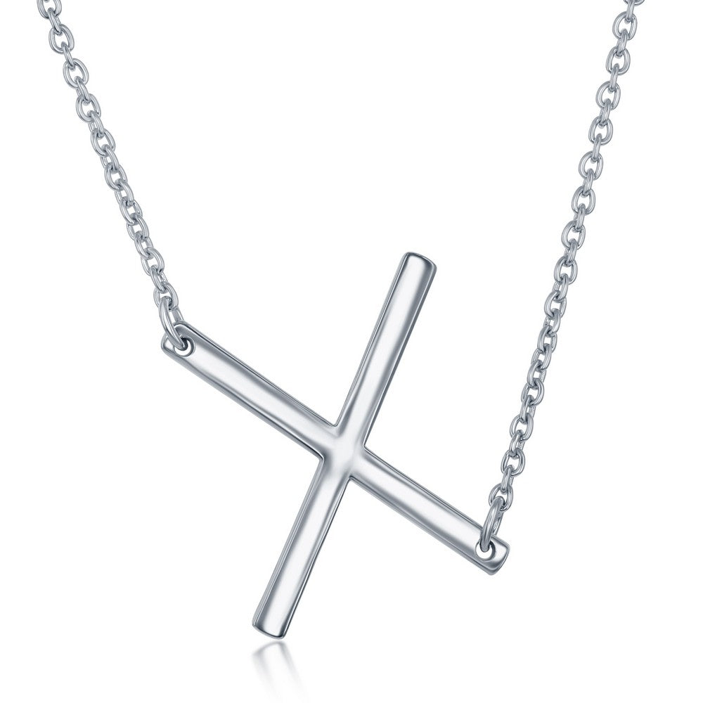 Sterling Silver Sideways X Initial Necklace