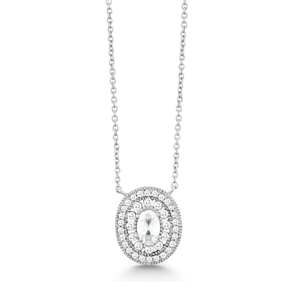 Sterling Silver Oval Micro Pave Necklace