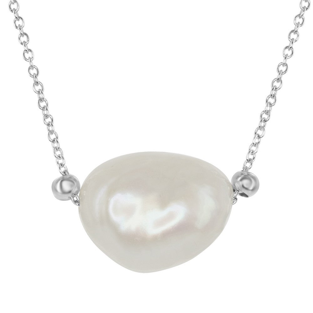 Sterling Silver Center Irregular Oval FWP Necklace