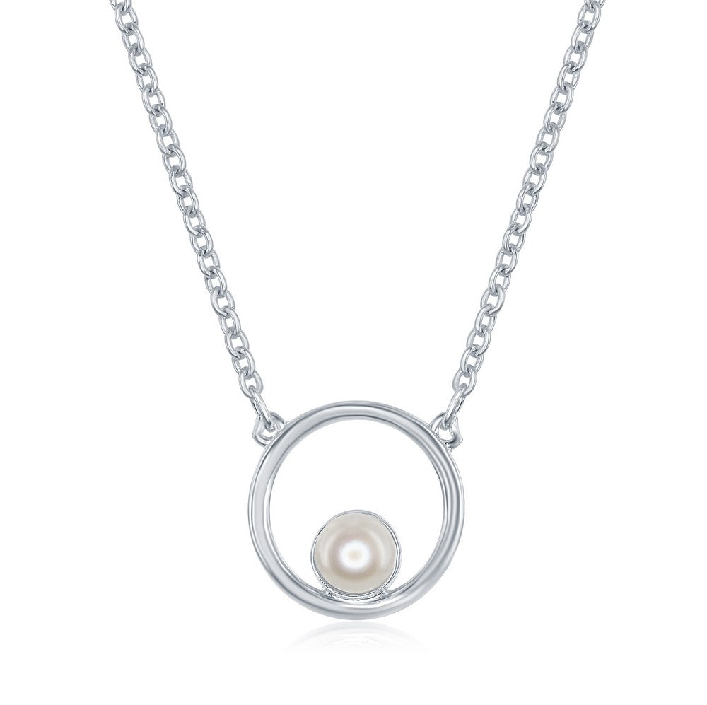 Sterling Silver Open Circle with FWP Necklace