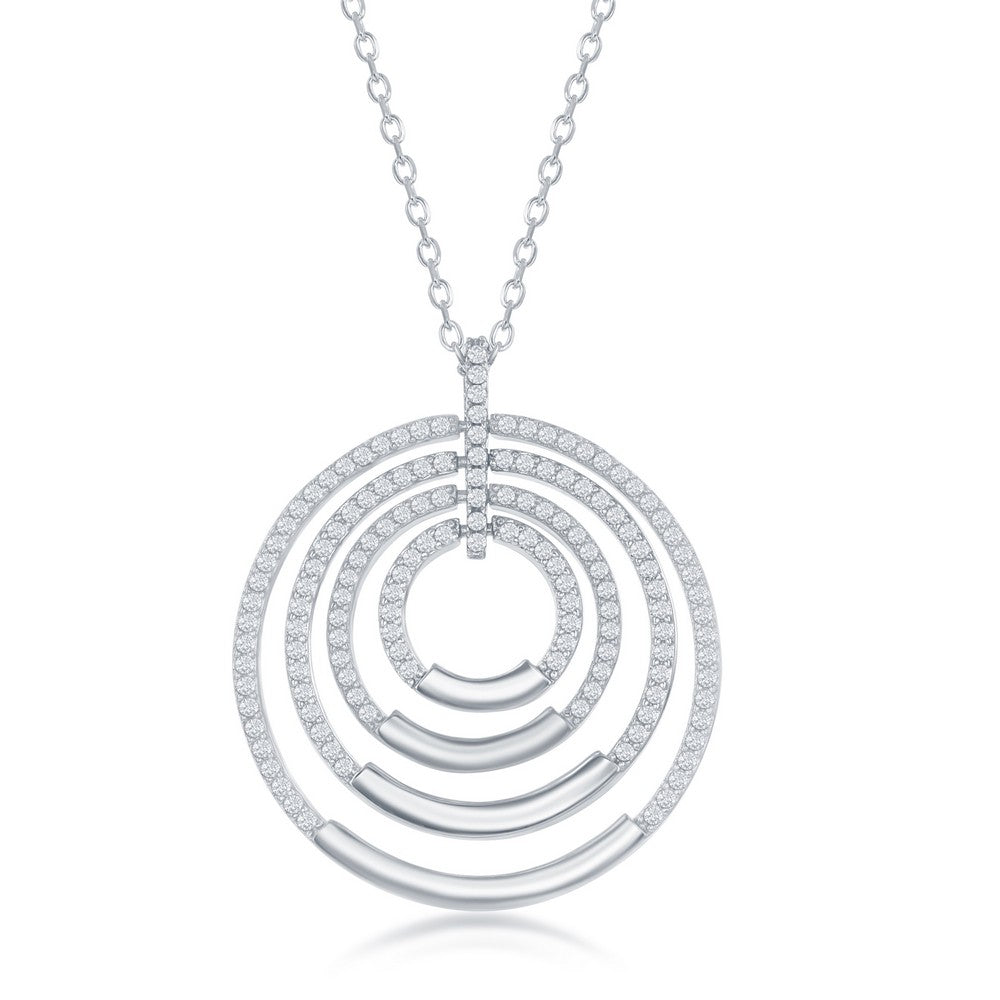 Sterling Silver Multi-Circle CZ Neckalce