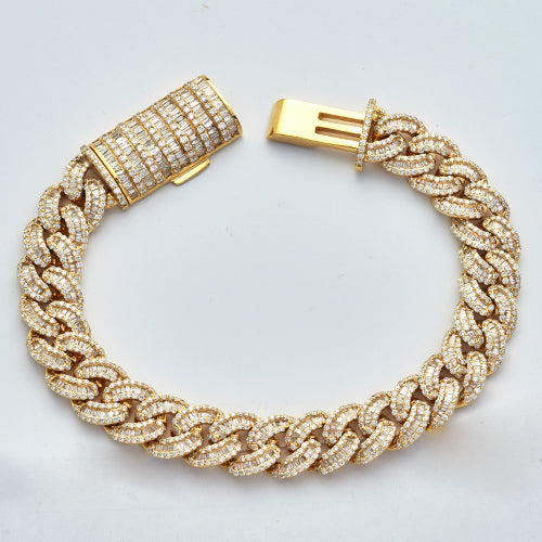 14KY 12.35 CTW DIAMOND CUBAN LINK BRACELET