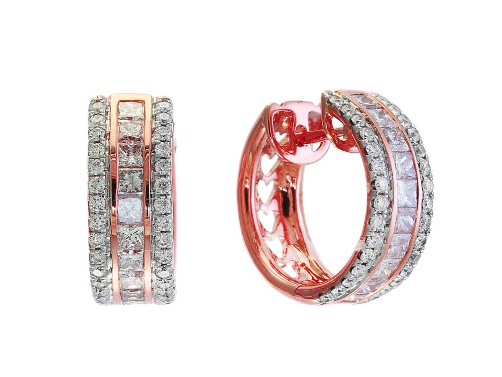 EFFY 18K ROSE GOLD ,PINK DIAMOND EARRINGS