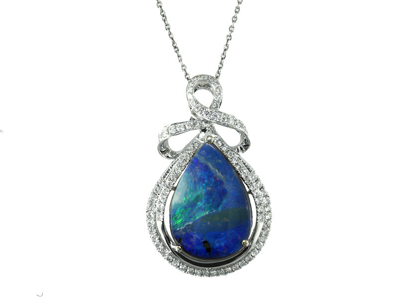 EFFY 18K WHITE GOLD ,BLACK-OPAL PENDANT