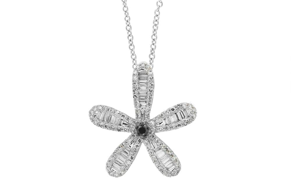 EFFY 18K WHITE GOLD BLACK AND WHITE DIAMOND PENDANT