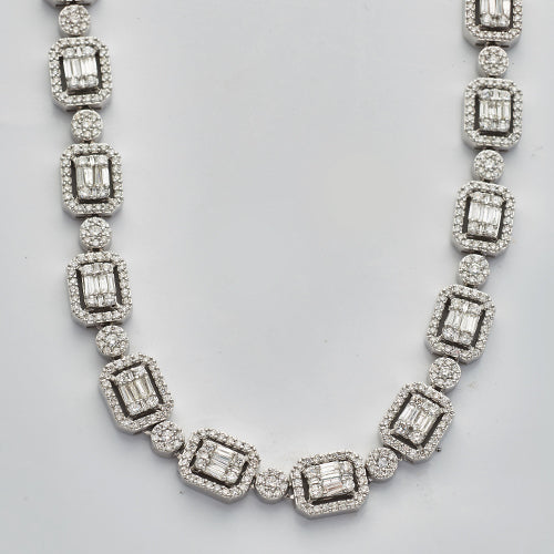 14KW 18.85CTW BAGUETTE DIAMOND EMERALD CLUSTER