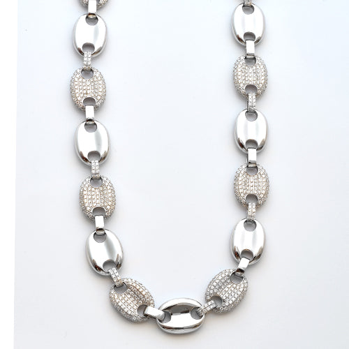 14KW 9.50CTW DIAMOND PUFFED GUCCI LINK NECKLACE