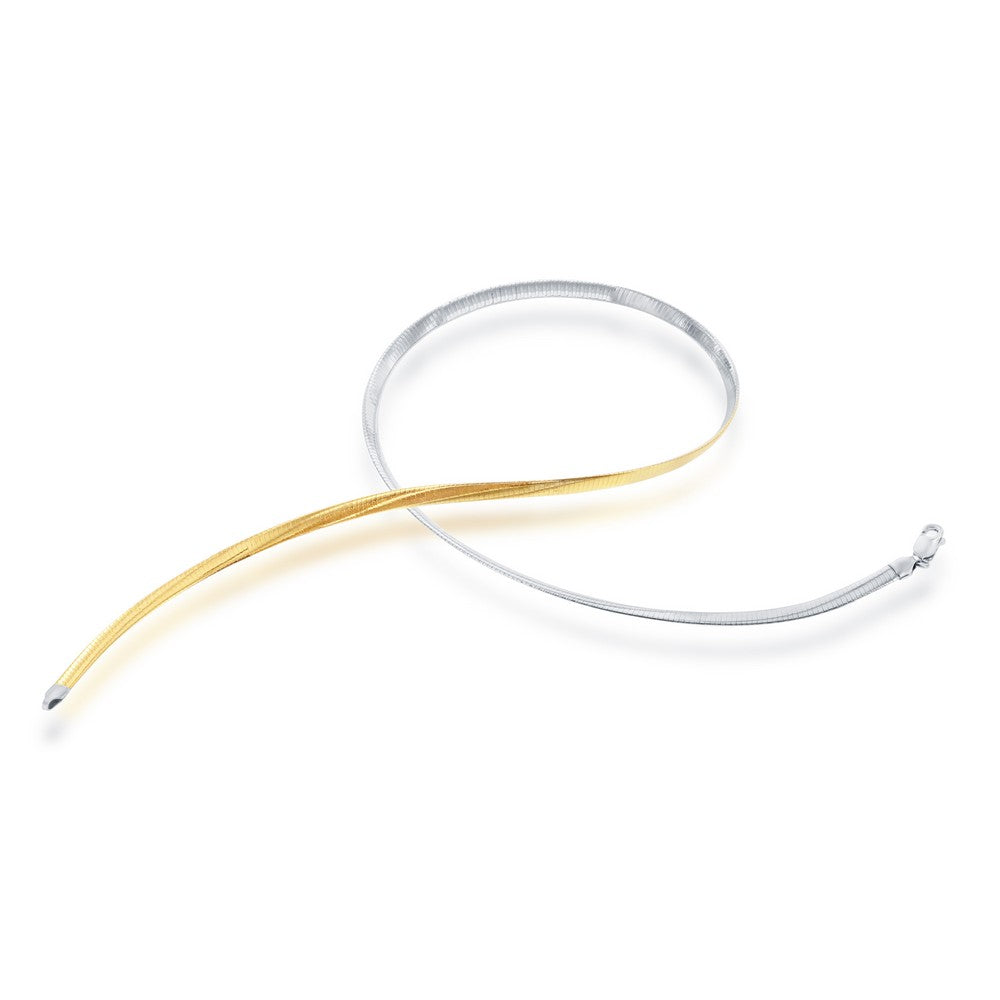 Sterling Silver 4mm Two-Tone Reversible Omega Chain