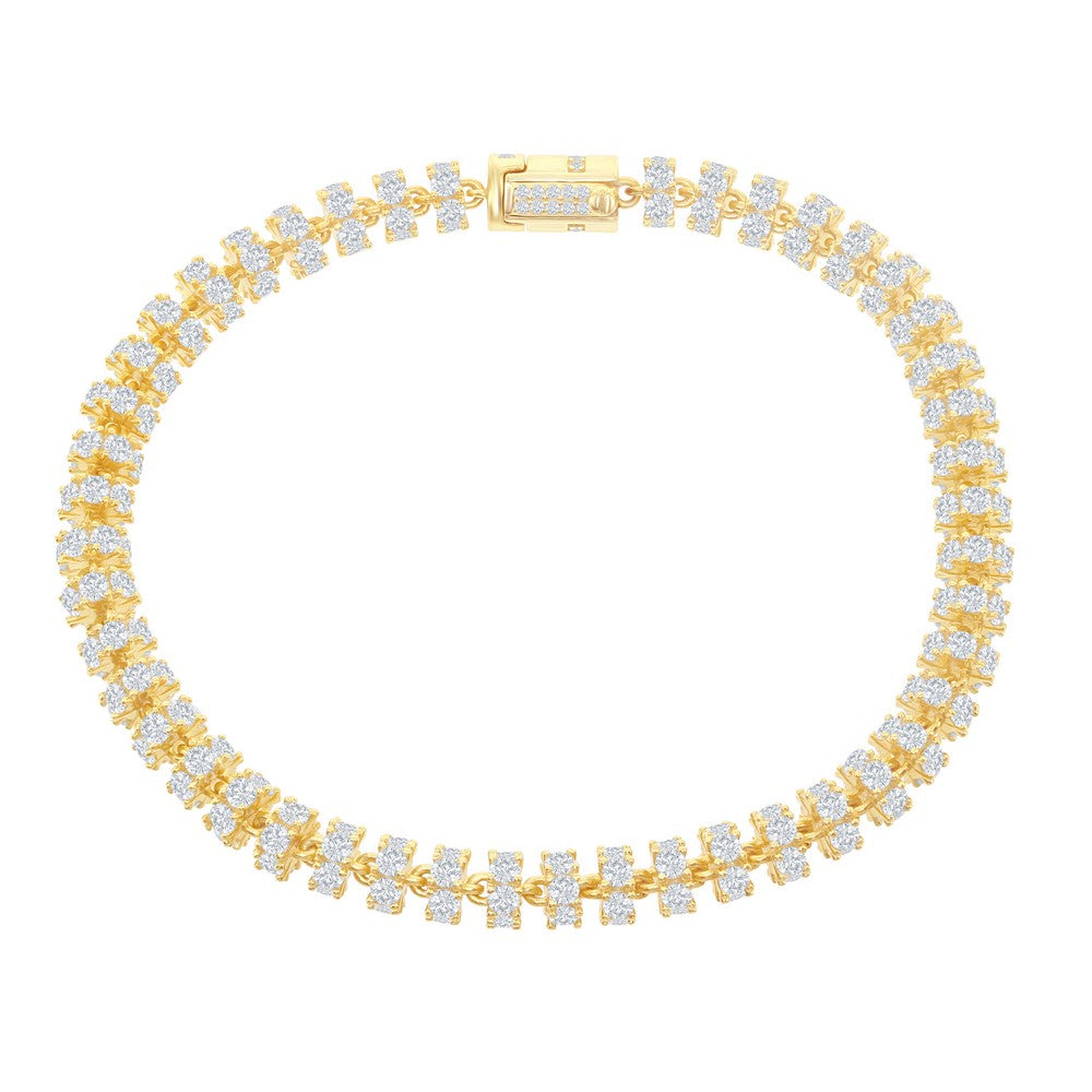 Sterling Silver 6mm Barrel CZ Chain - Gold Plated