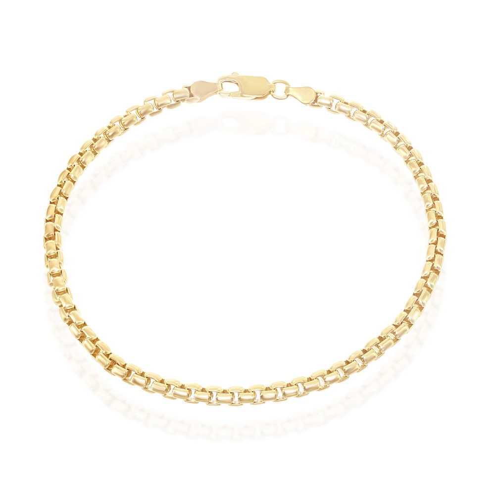 Sterling Silver 3mm Round Box Chain - Gold Plated
