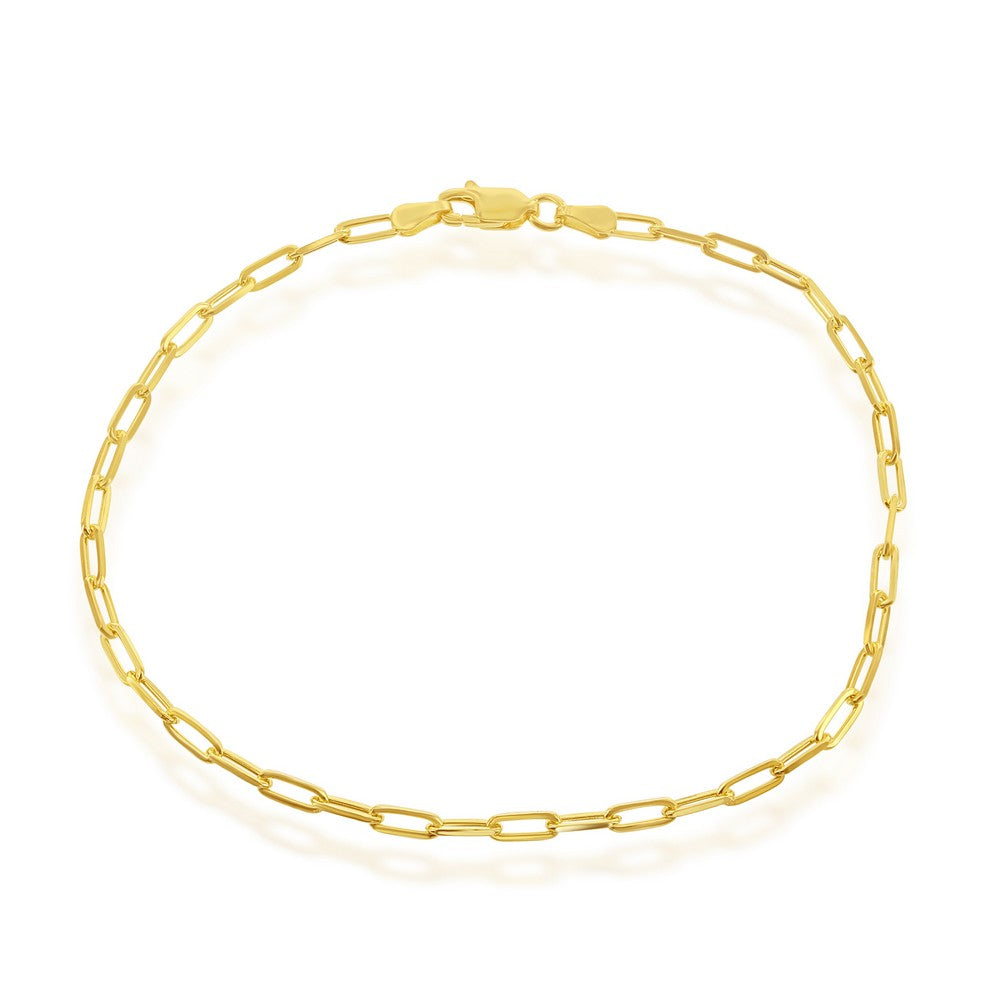 Sterling Silver 2.8mm Paper Clip Linked Chain - Gold Plated