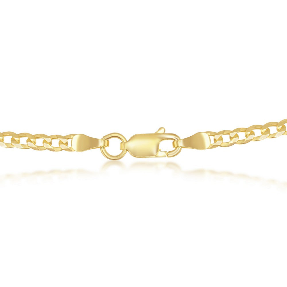 Sterling Silver 3mm Cuban Chain - Gold Plated