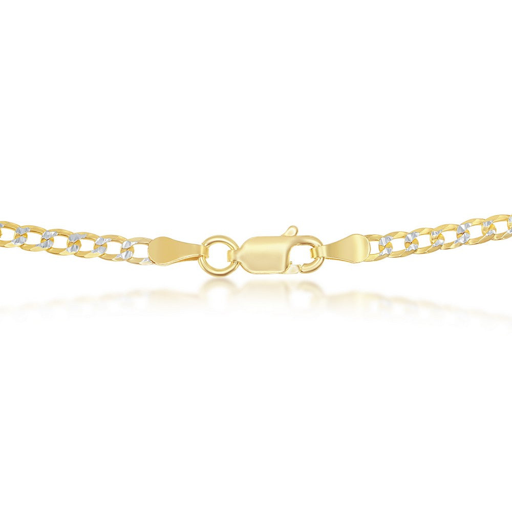 Sterling Silver 3mm Pave Cuban Chain - Gold Plated