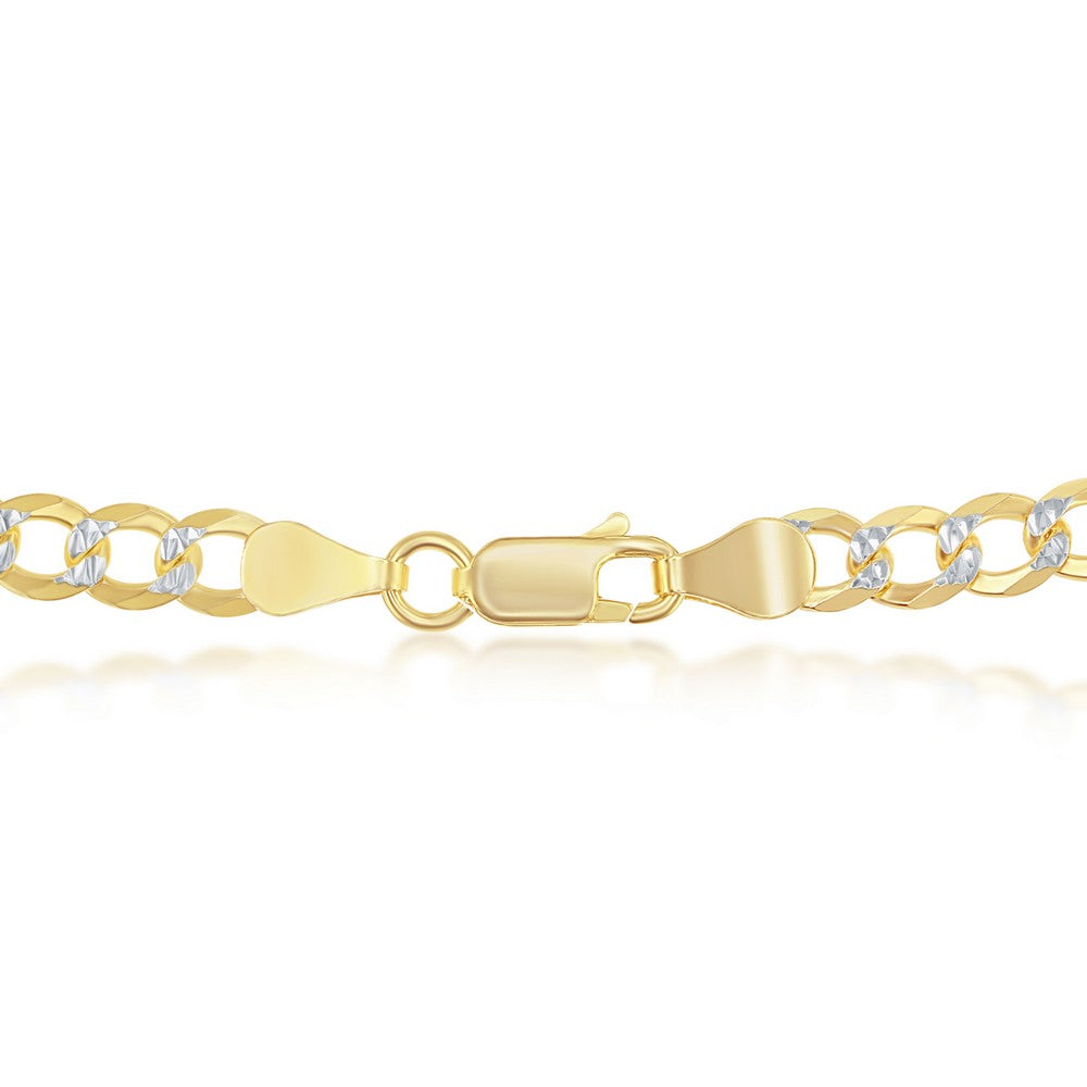 Sterling Silver 5mm Pave Cuban Chain - Gold Plated