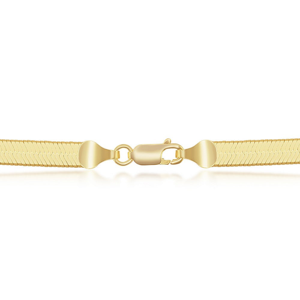 Sterling Silver 5mm Herringbone Chain - Gold Plated