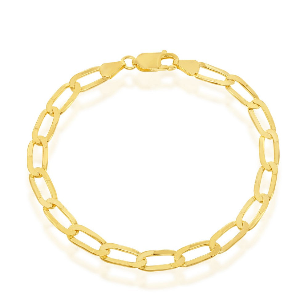 Sterling Silver 6MM Flat Paperclip Chain - Gold Plated