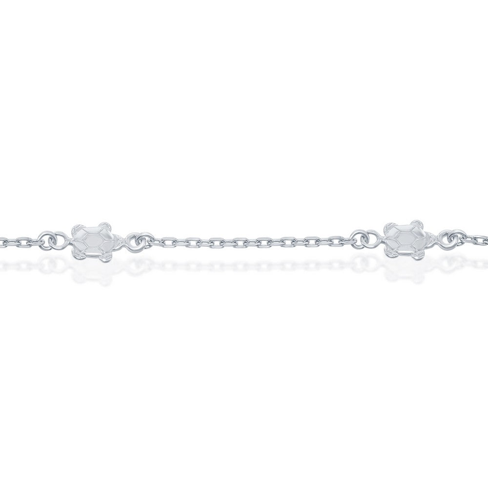Sterling Silver Turtles Anklet
