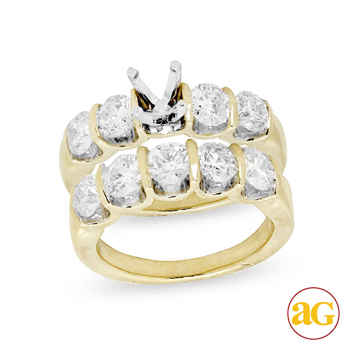 14KY 3.00CTW DIAMOND SEMI MOUNT BRIDAL SET W/5-STO