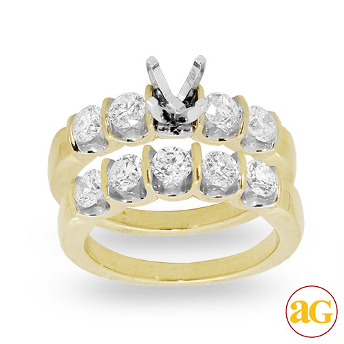 14KY 1.75CTW DIAMOND BRIDAL SET W/5-STONE BAND