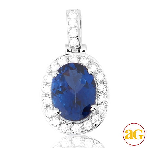 14KW 0.20CTW DIAMOND PENDANT WITH 1.22CT TANZANITE