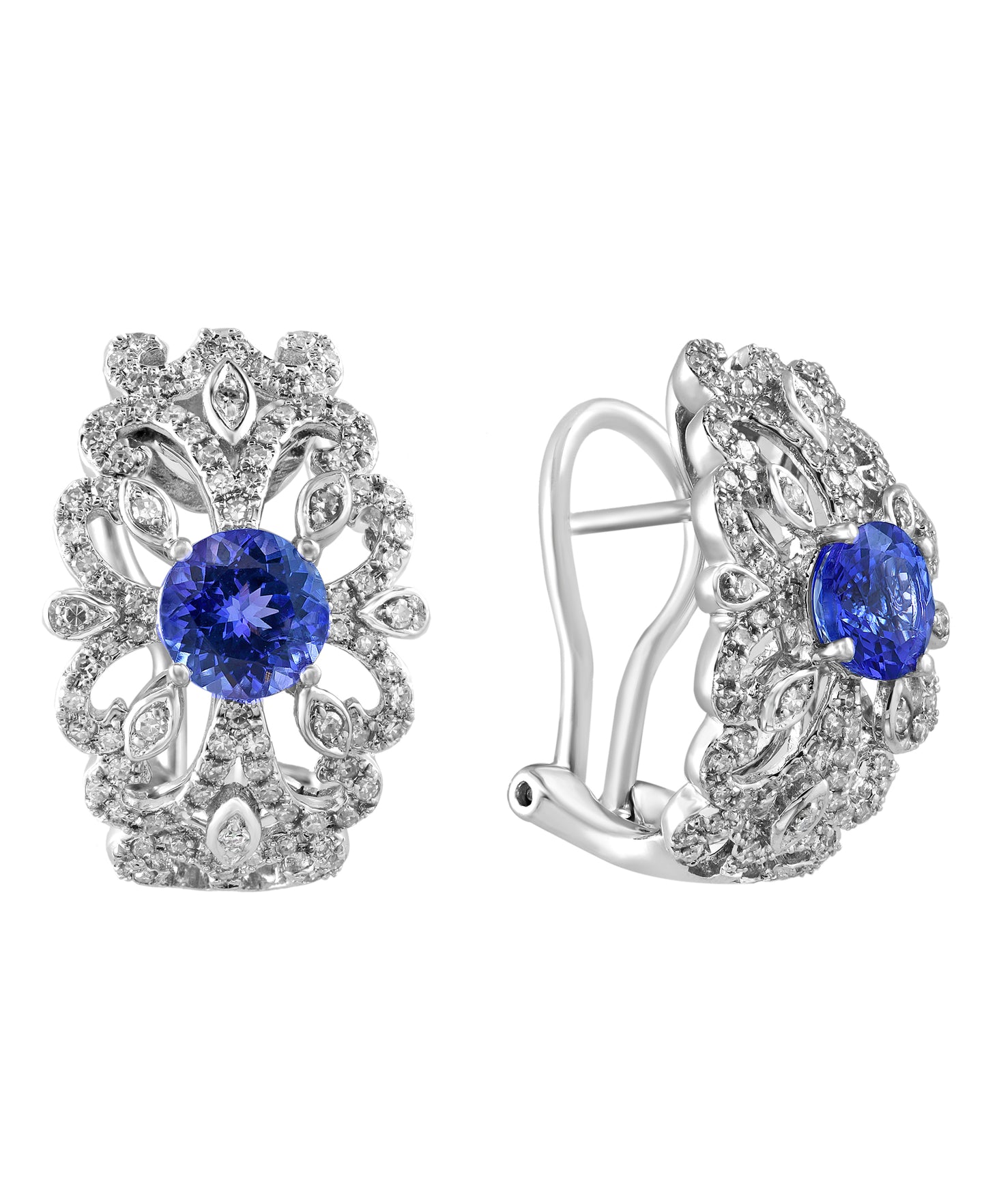 Effy 14K White Gold Diamond,Tanzanite Earrings